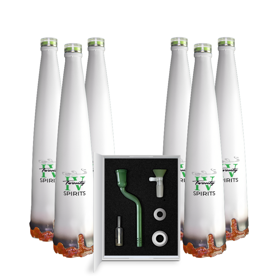 A case of six IV20 Terp Vodka bottles with the SMK conversion kit